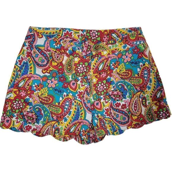 Attyre New York Shorts Womens Size 6 Scallop Hem Multicolored Paisley Print - Picture 1 of 12